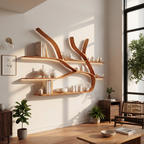 Minimalist Tree Branch Floating Bookshelf, solid wood, built to order