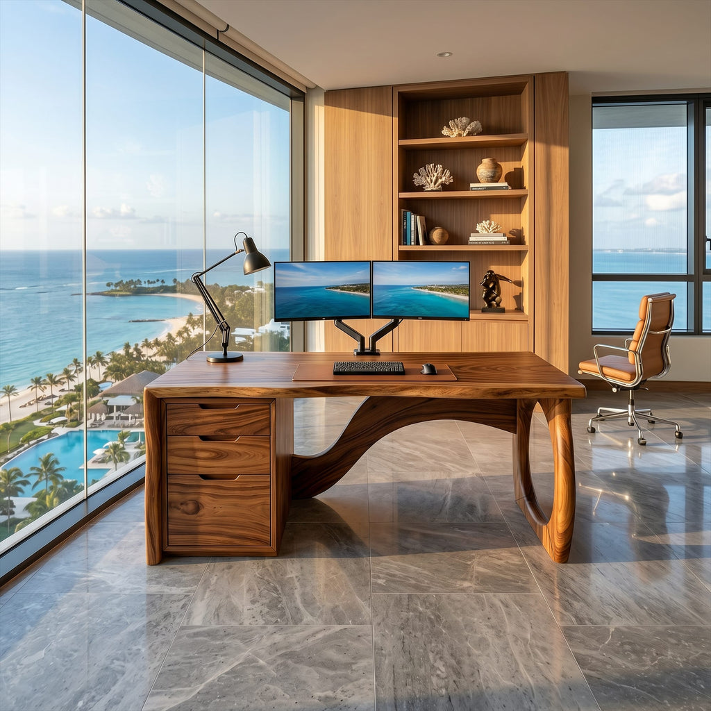 Contemporary Executive Desk Designer Workspace, solid wood, built to order
