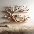Tree Branch Floating Corner Shelf Mini Bookcase Driftwood, solid wood, built to order