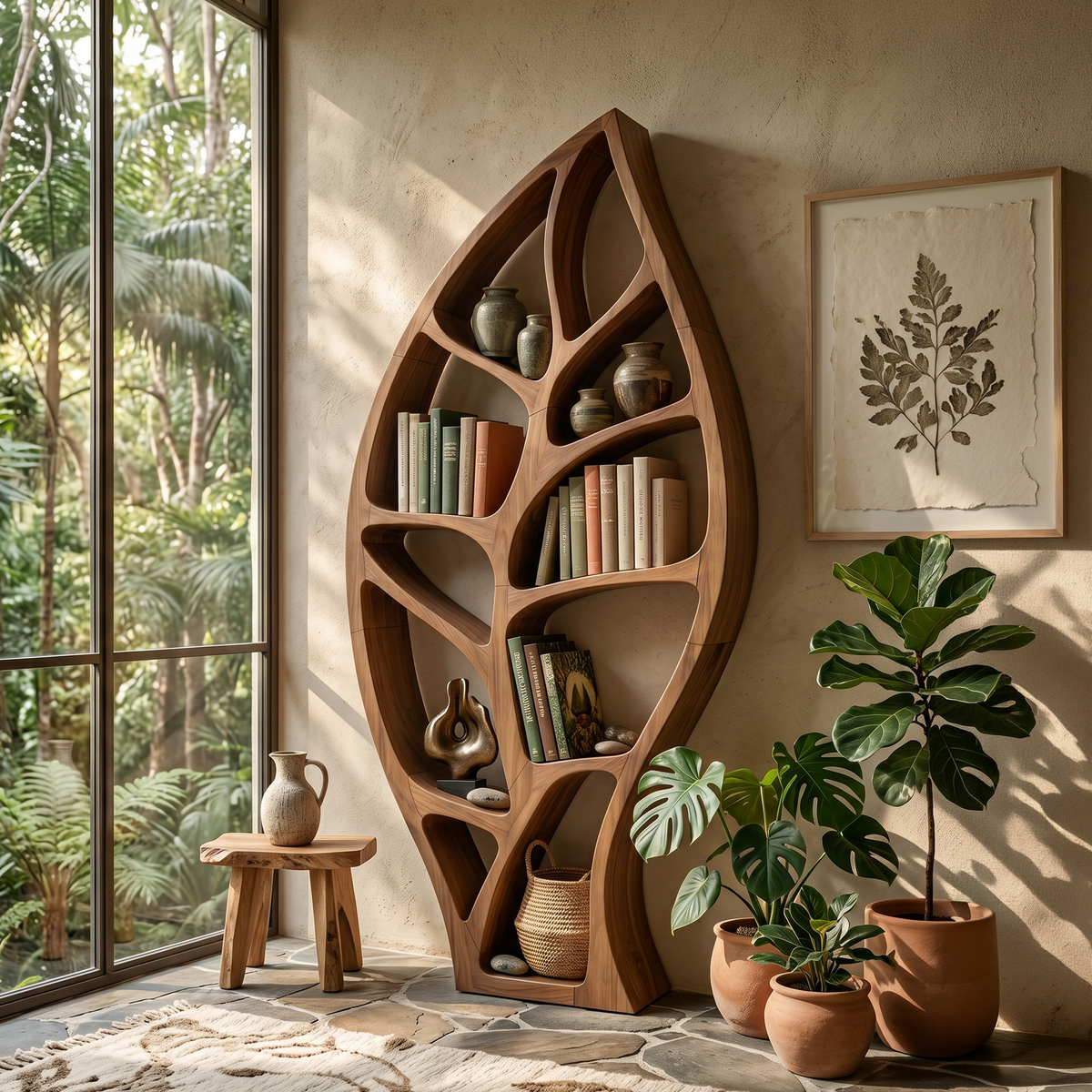 Minimalist Open Bookcase, solid wood, built to order