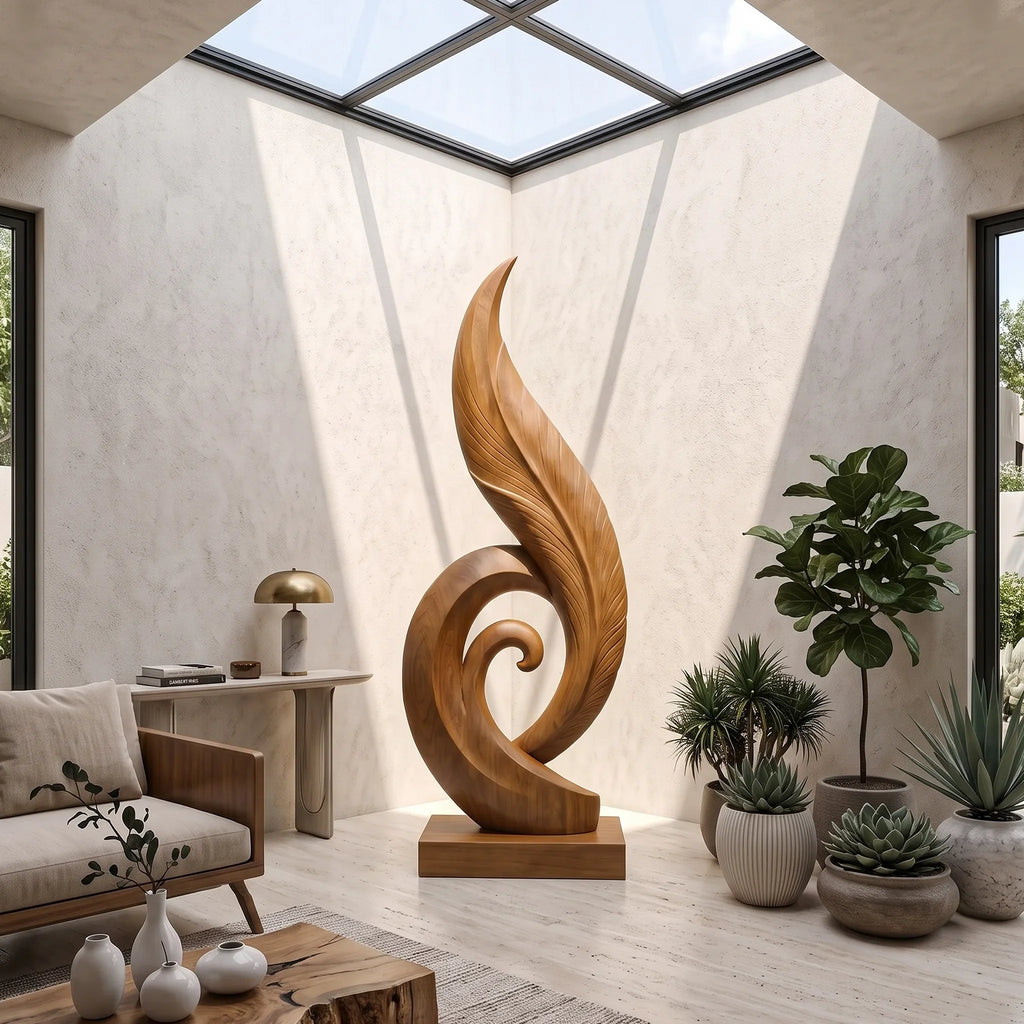 Mid Century Abstract Wood Sculpture, solid wood, built to order