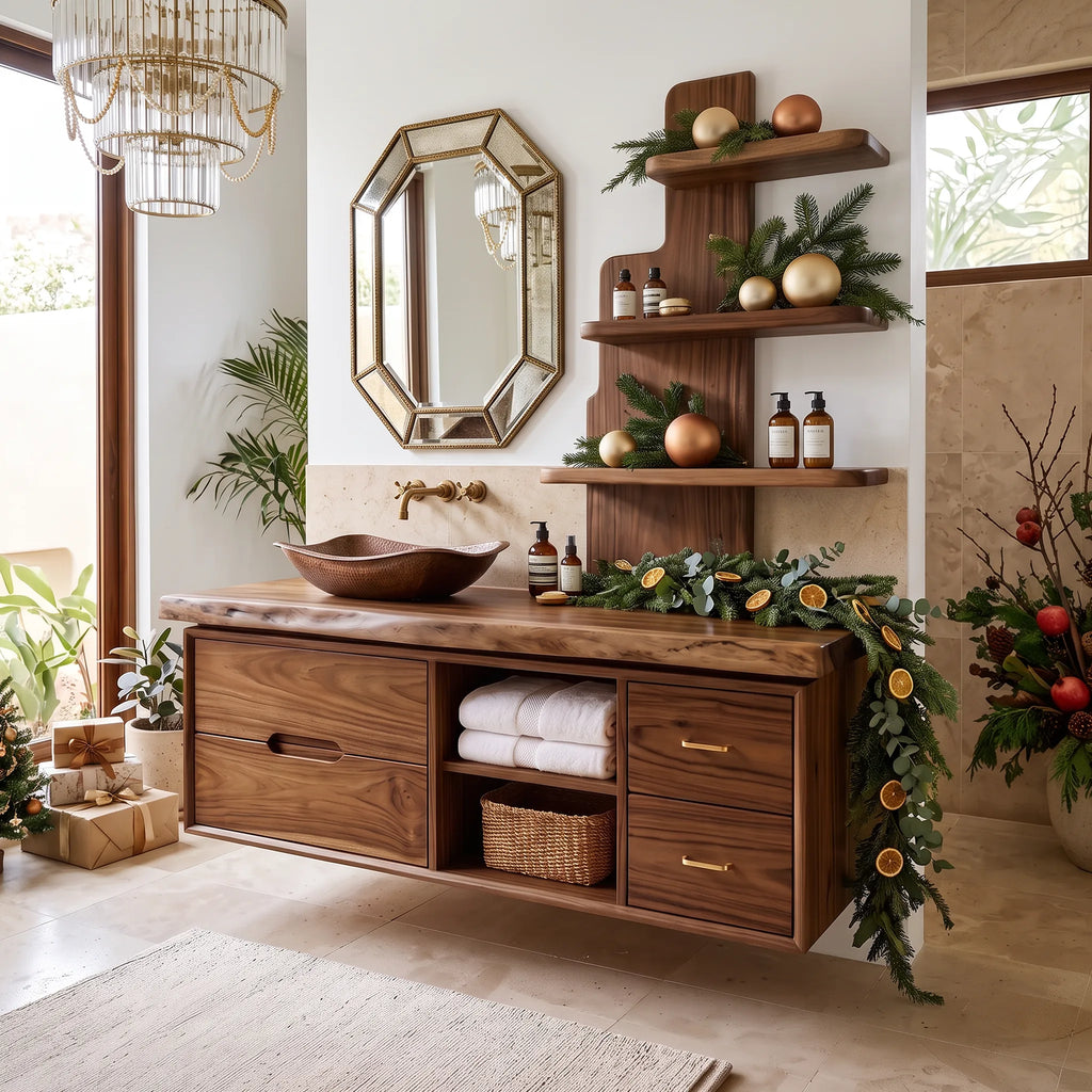 Mid Century Storage Bathroom Vanity City Apartment, solid wood, built to order
