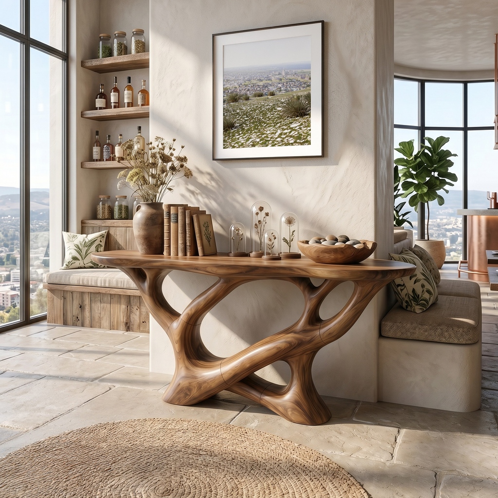 Modern Infinity Console Table Residence, solid wood, built to order