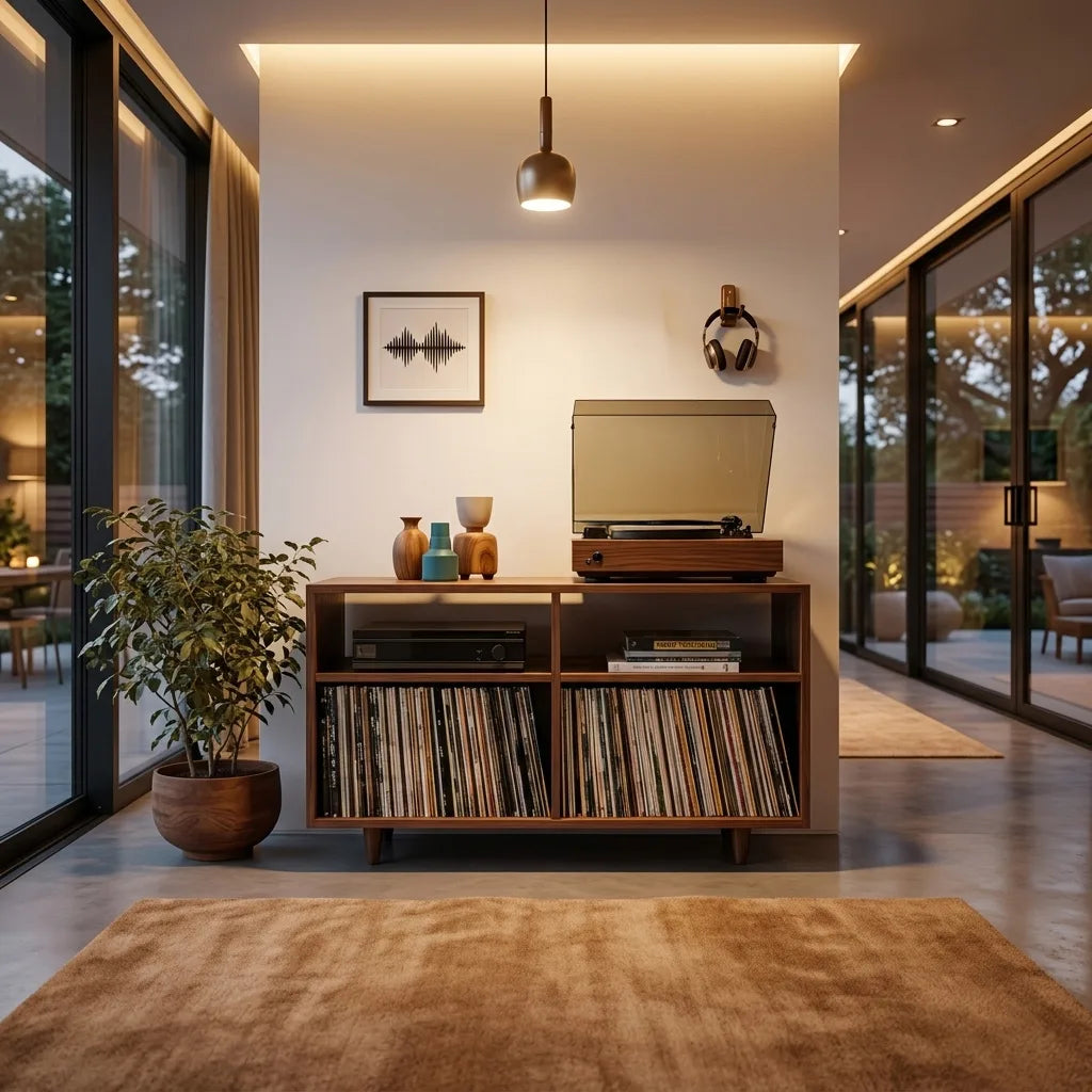 Minimalist Record Player Cabinet, solid wood, built to order
