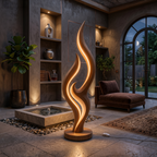 Contemporary Double Wave Lamp, solid wood, built to order