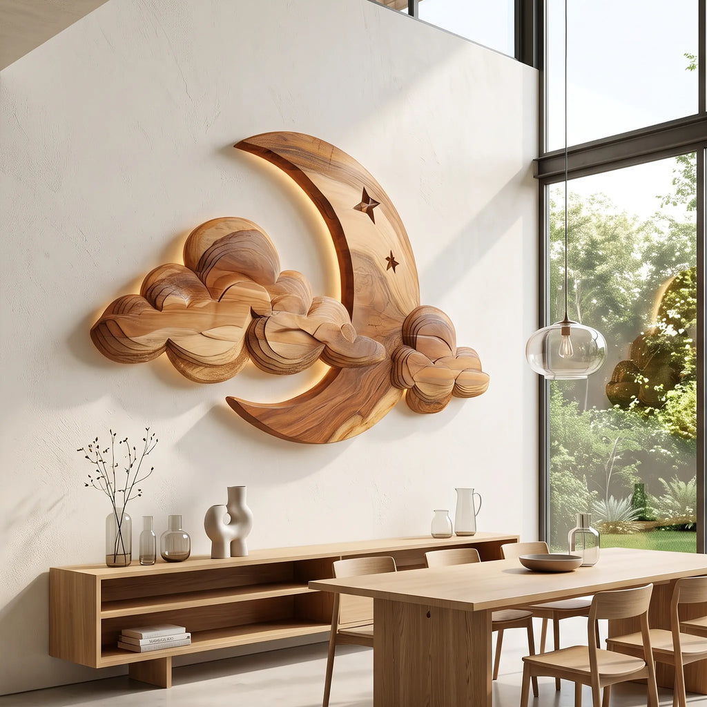 Japandi Carved Wood Wall Art, solid wood, built to order