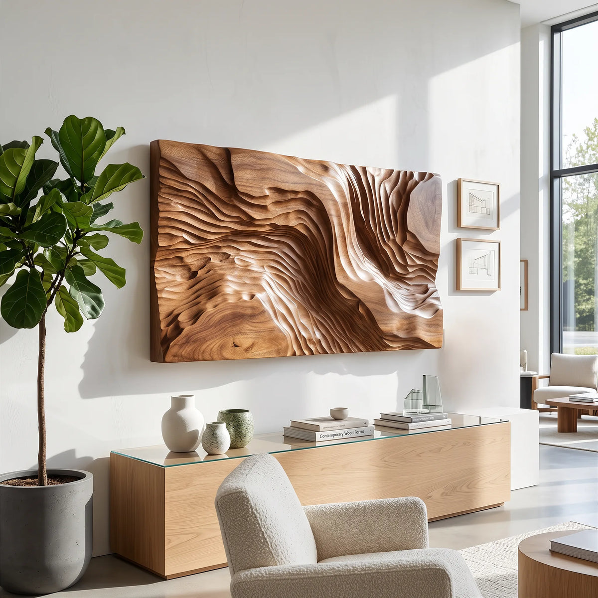 Organic Large Wood Wall Art, solid wood, built to order