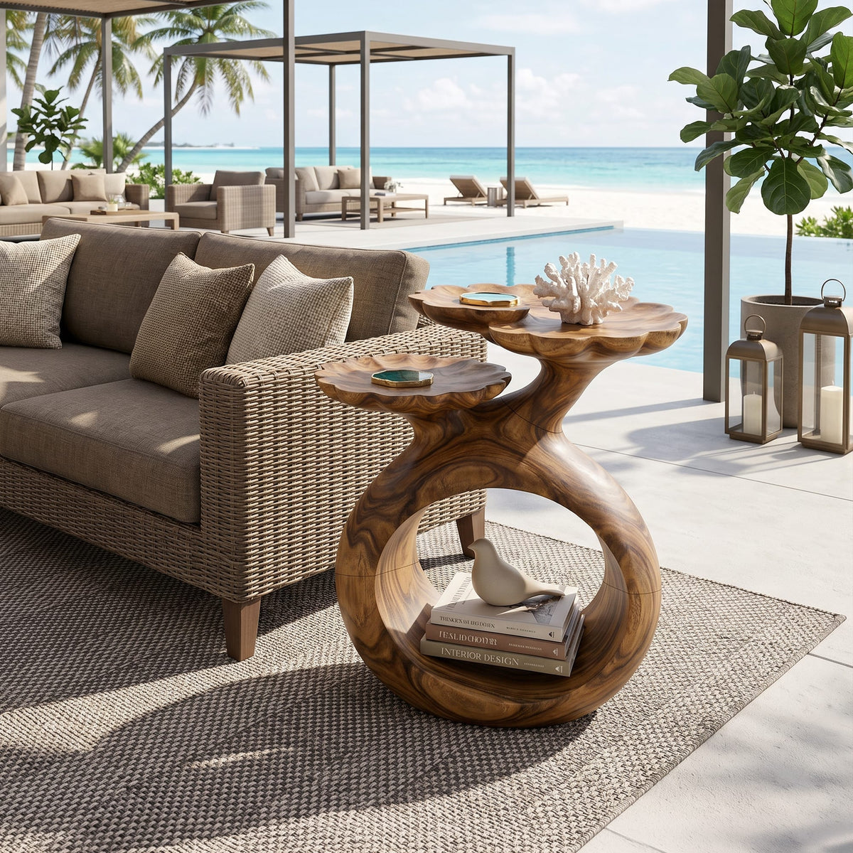 Coastal Twin Top Side Table Beach House, solid wood, built to order