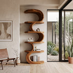 Modern Curved Bookshelf, solid wood, built to order