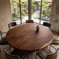 Mid Century Round Dining Table Top Garden View, solid wood, built to order