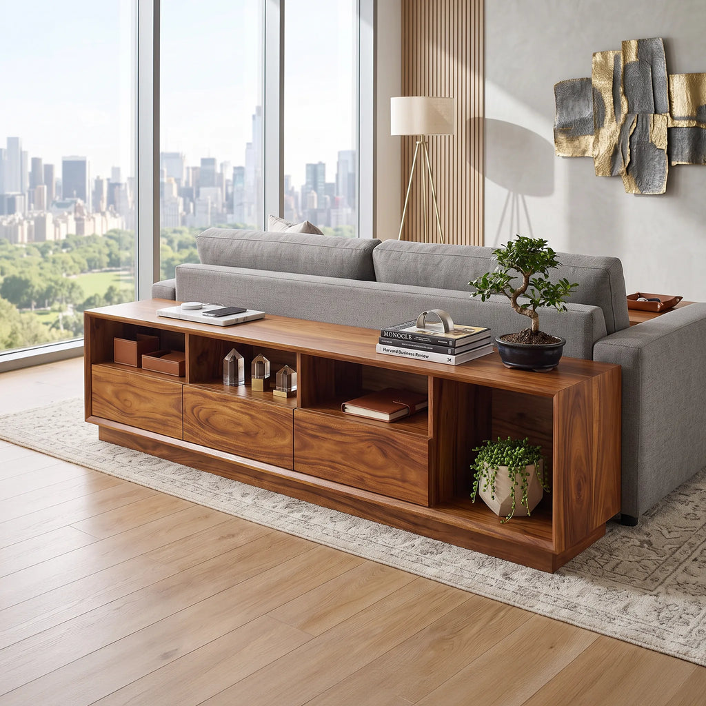 Minimalist Long Console Table, solid wood, built to order