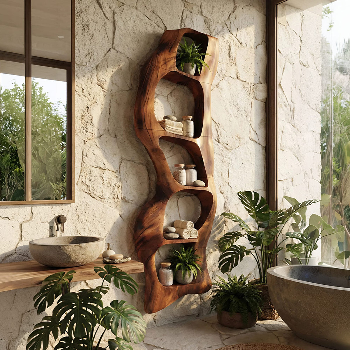 Contemporary Wall Shelf, solid wood, built to order