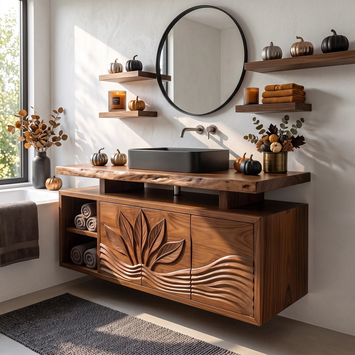 Organic Bathroom Vanity Spa Retreat, solid wood, built to order