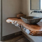 Handcrafted Counter Bathroom Vanity Shelf, solid wood, built to order