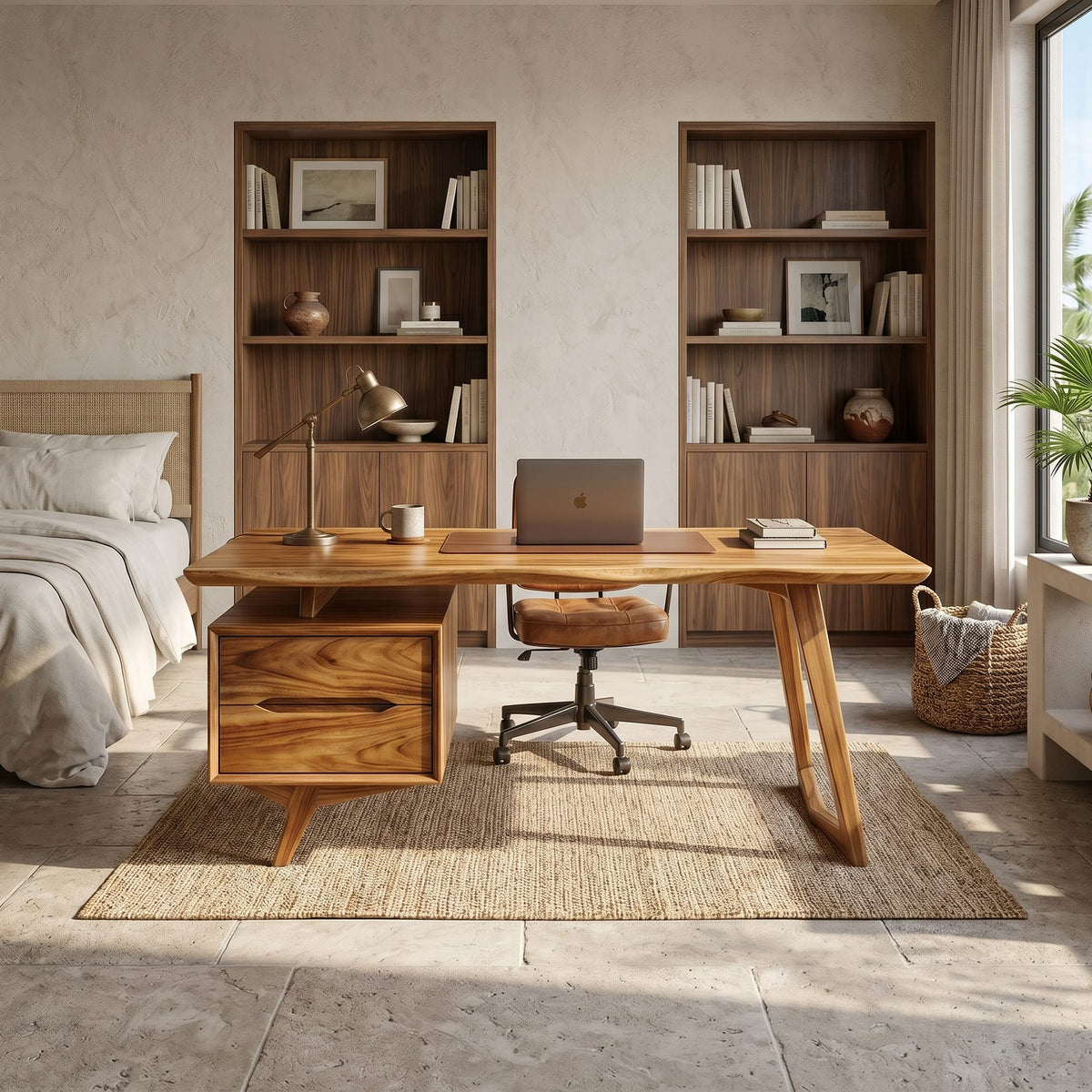 Contemporary Dual Pedestal Executive Desk Office, solid wood, built to order