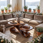 Rustic Round Coffee Table Sunroom, solid wood, built to order