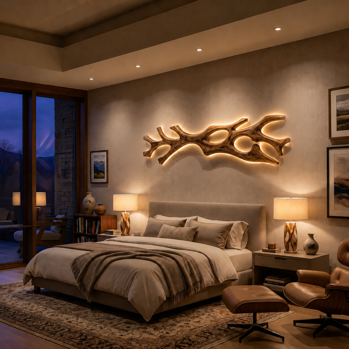 Wooden Lamp Flowing Organic Root Design, solid wood, built to order