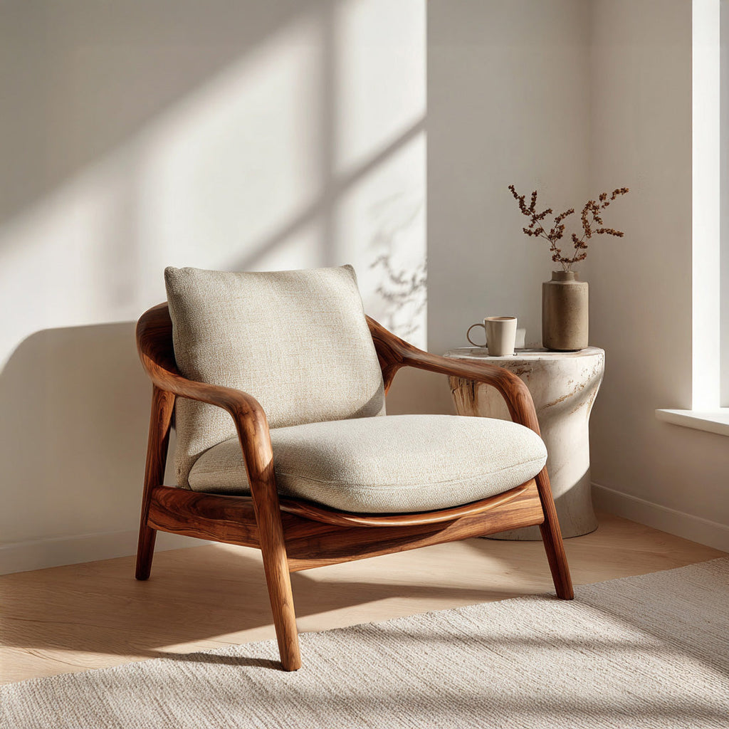 Organic Sculptural Armchair, solid wood, built to order