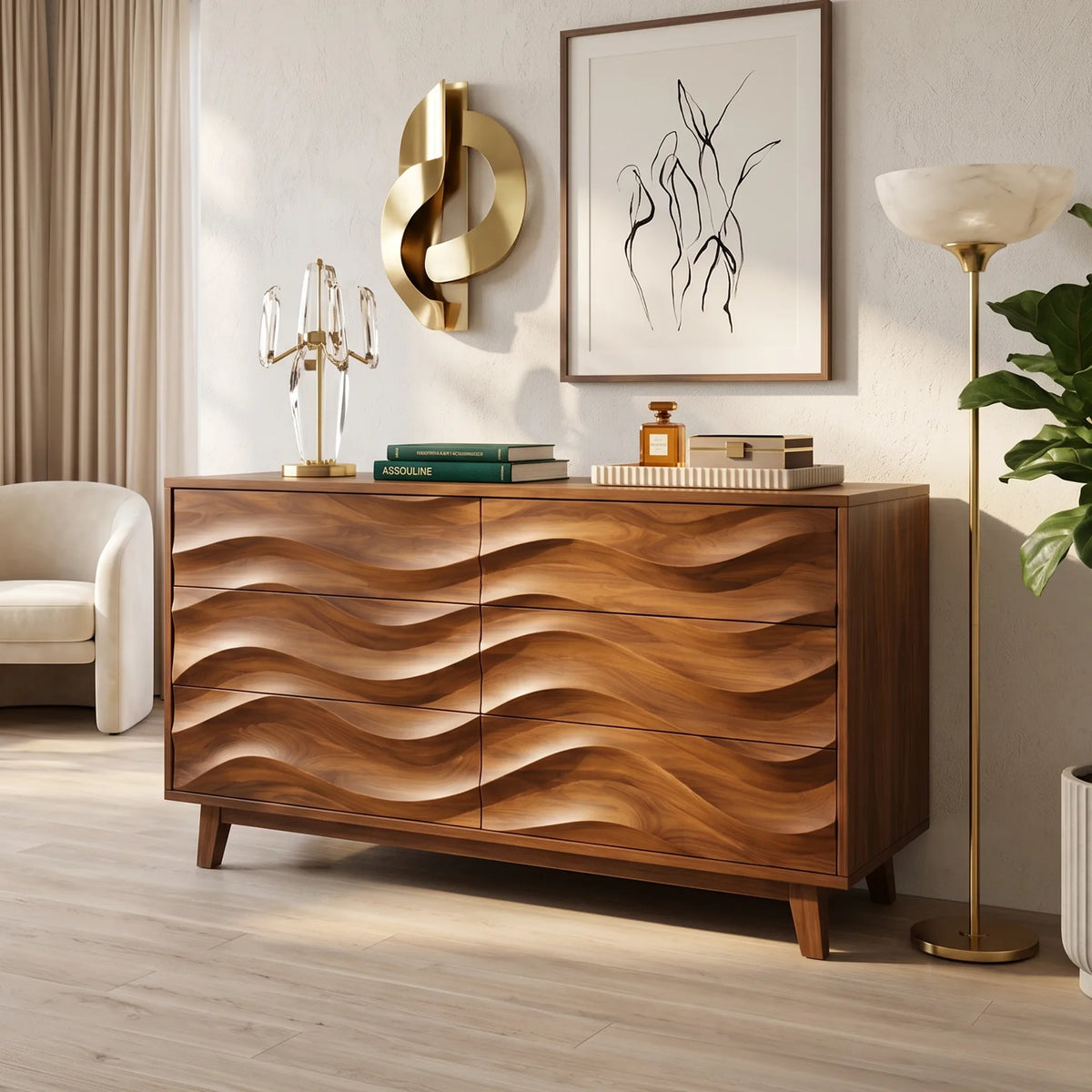 Organic Layered Bedroom Dresser, solid wood, built to order