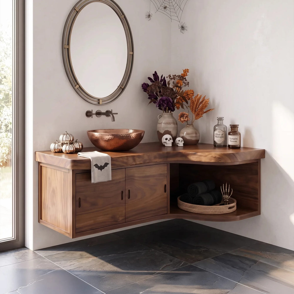 Farmhouse Bathroom Vanity Wellness Room, solid wood, built to order