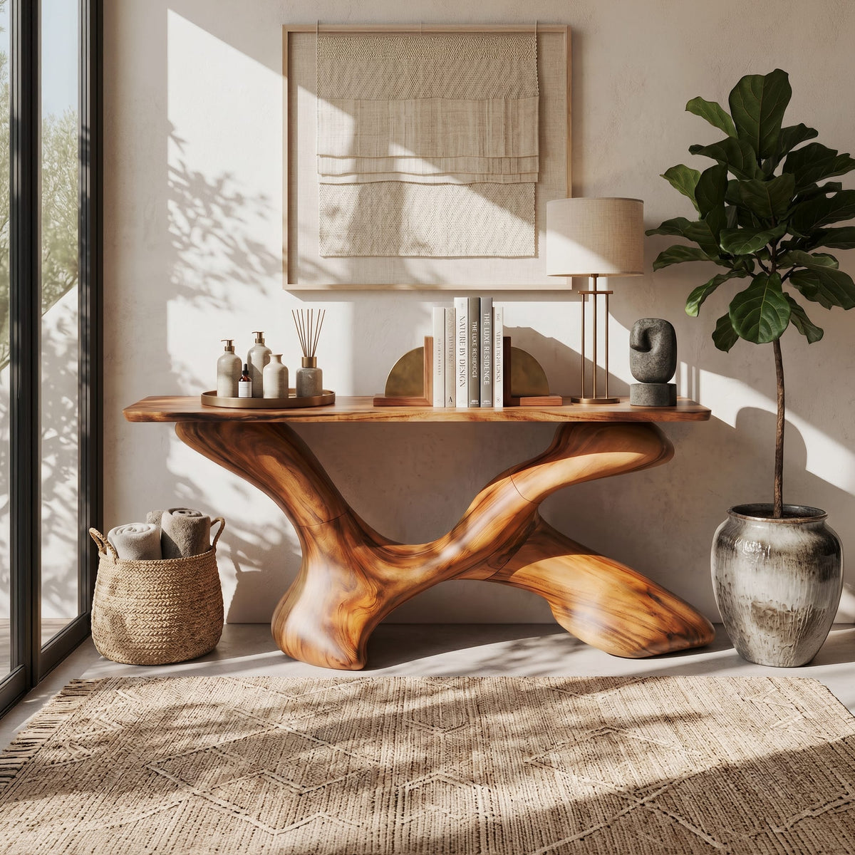 Mid Century Foyer Table, solid wood, built to order