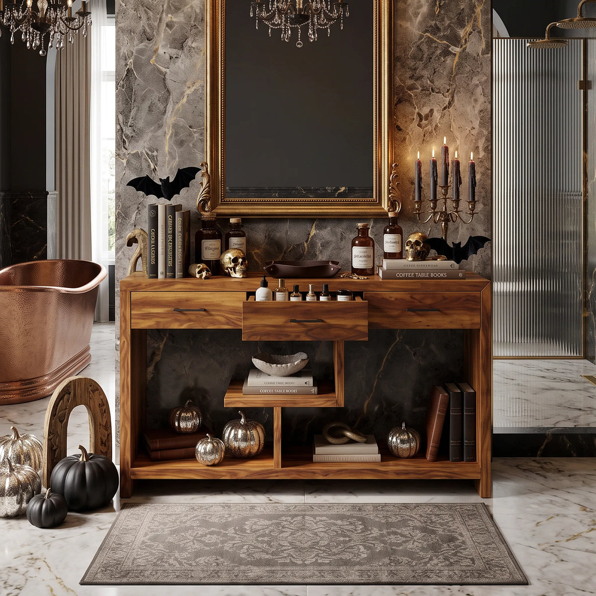 Skull Bathroom Console Table