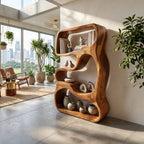 Minimalist Bookshelf Featuring Curved Side Panels, solid wood, built to order