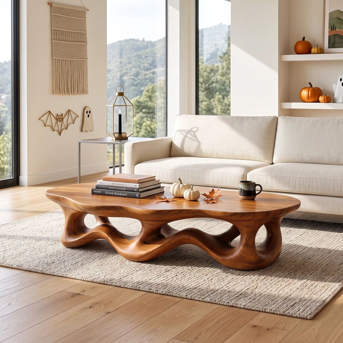 Modern Interlocking Coffee Table, solid wood, built to order