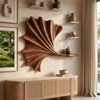 Contemporary Ginkgo Leaf Wall Shelf, solid wood, built to order