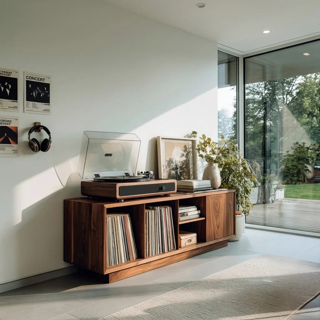 Minimalist Record Player Cabinet, solid wood, built to order