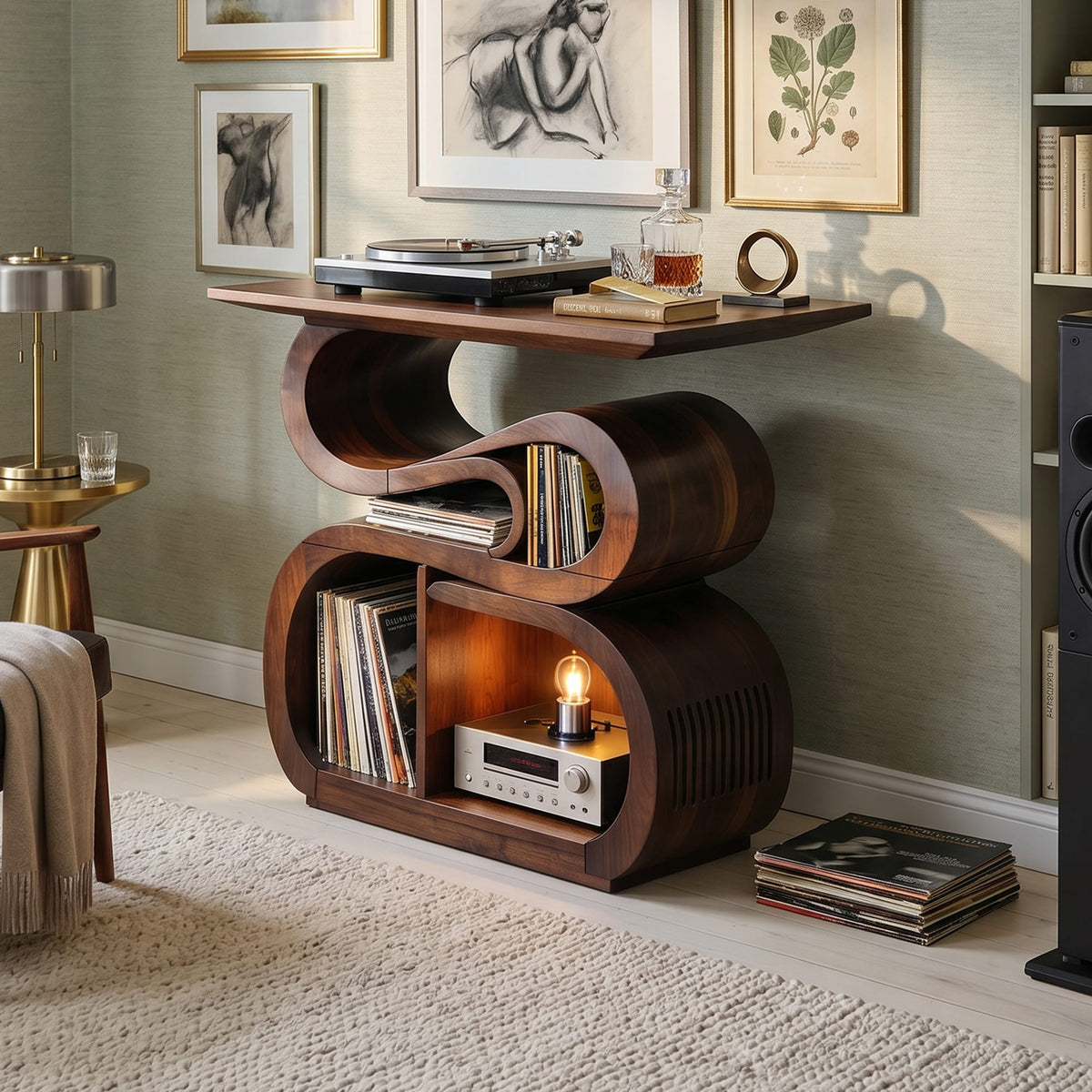 Turntable Mid Century Record Stand
