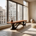 Contemporary Bench for Window Corner, solid wood, built to order
