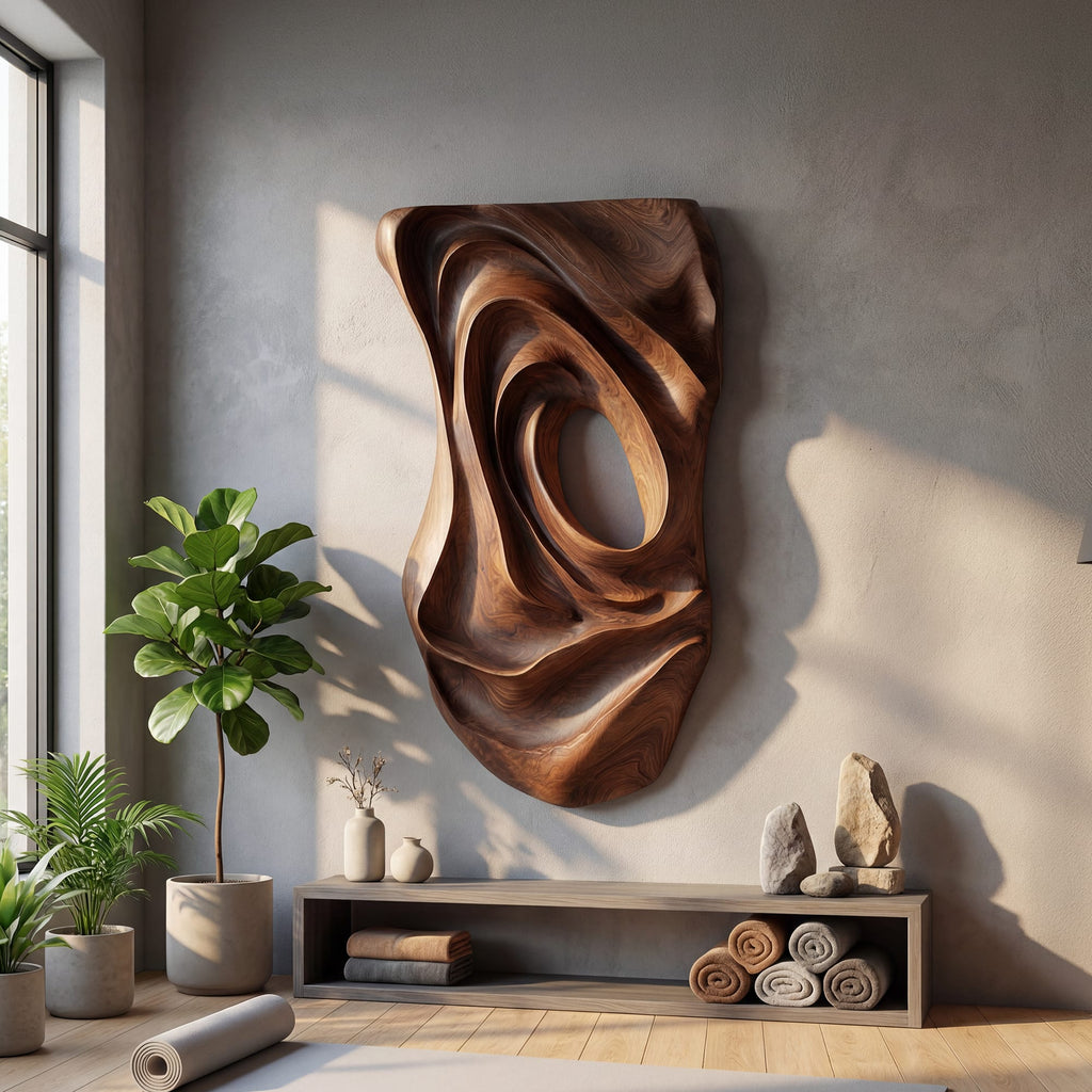 Contemporary Fluid Wall Art Panel, solid wood, built to order