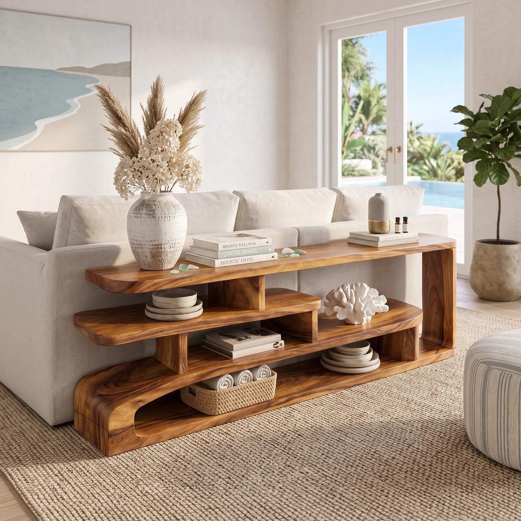 Contemporary Layered Console Table, solid wood, built to order