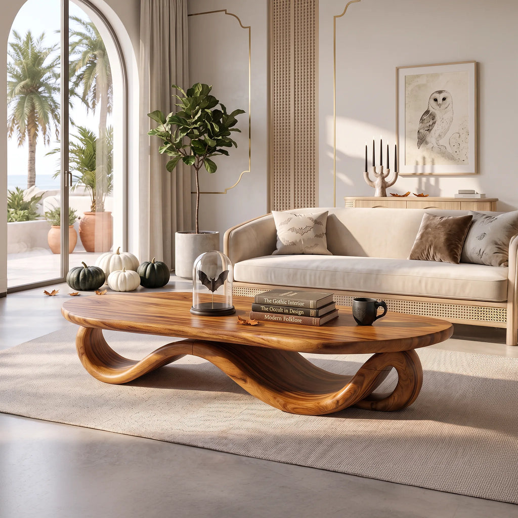 Organic Wave Base Table, solid wood, built to order