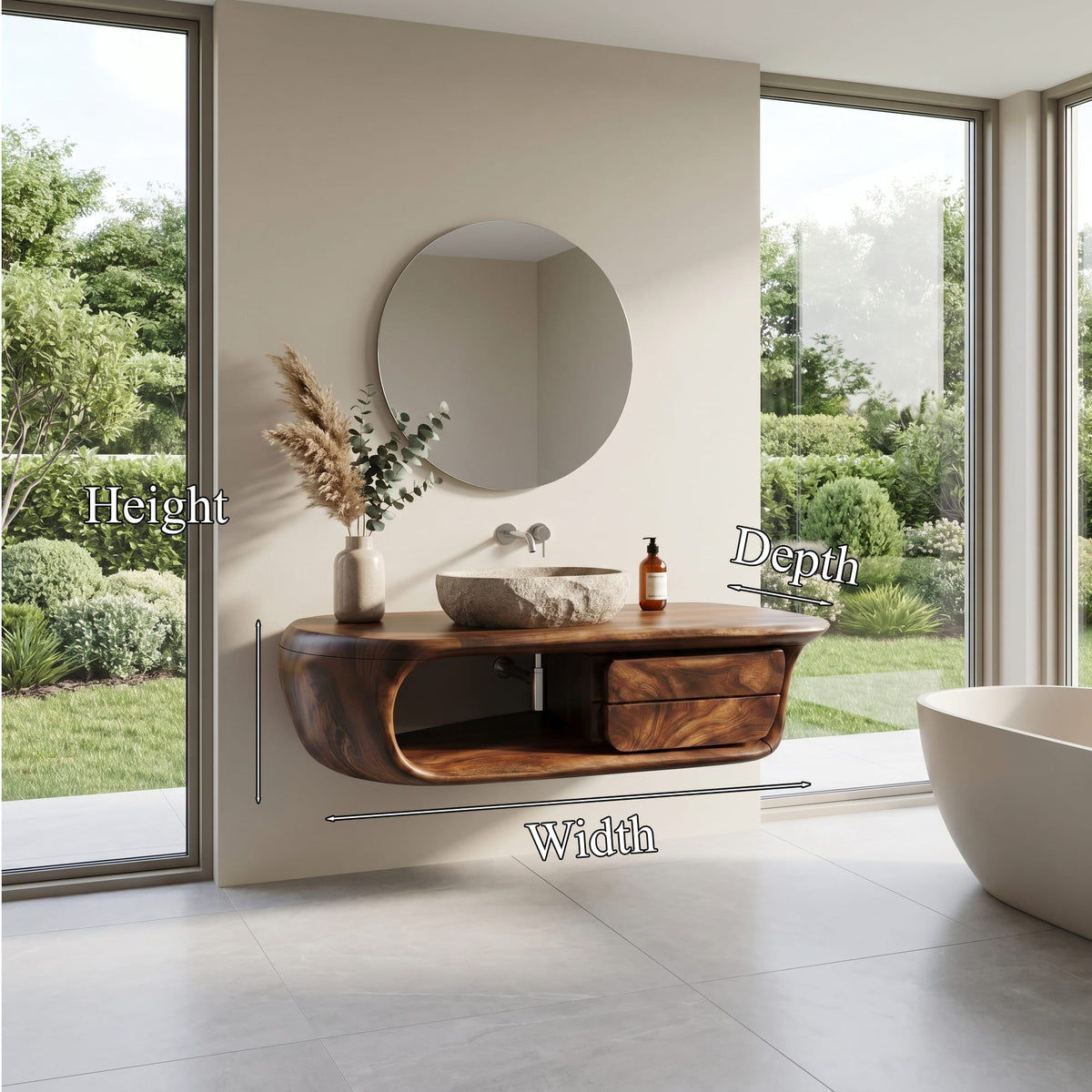 Curved Floating Vanity