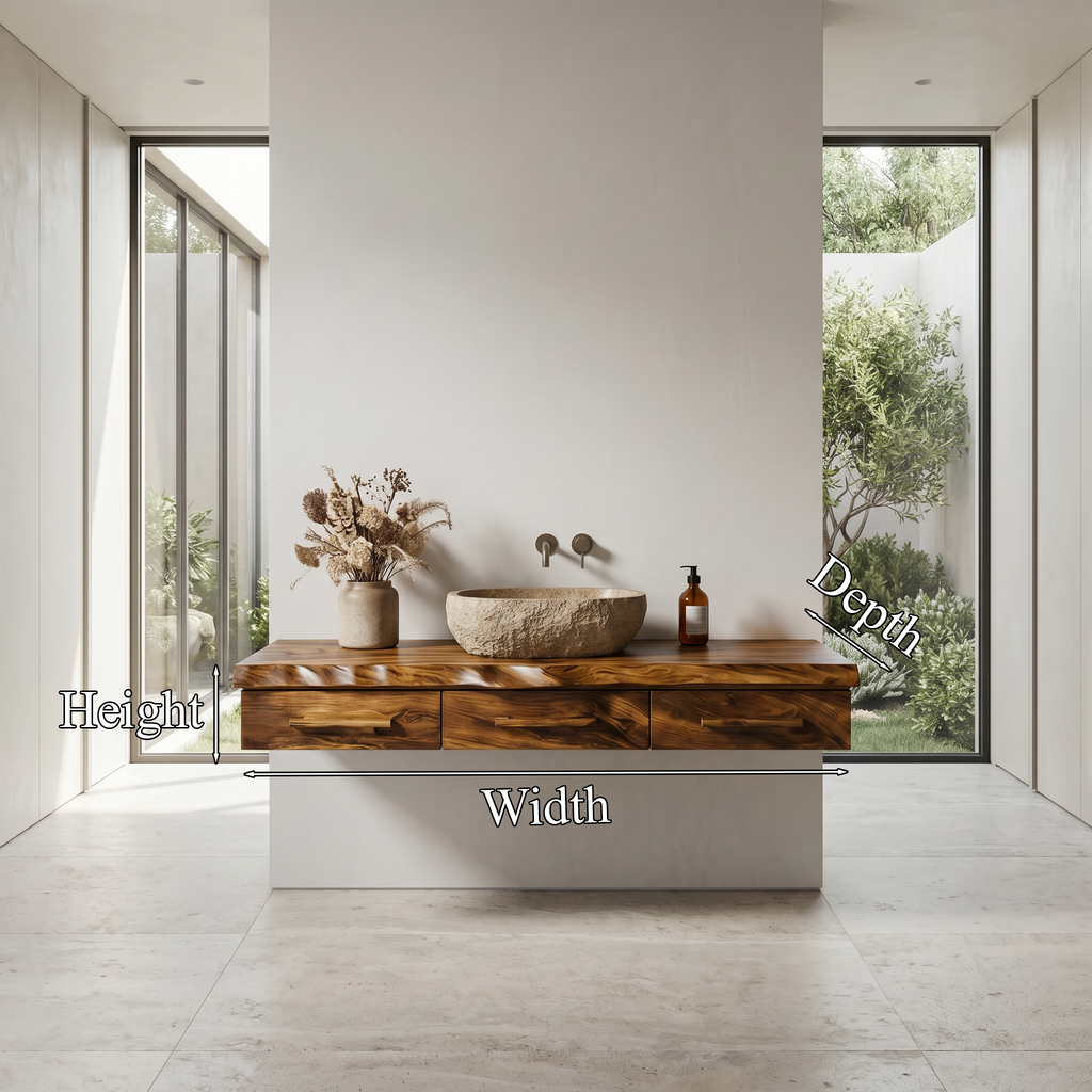 Minimal Floating Bathroom Vanity, solid wood, built to order, view 8