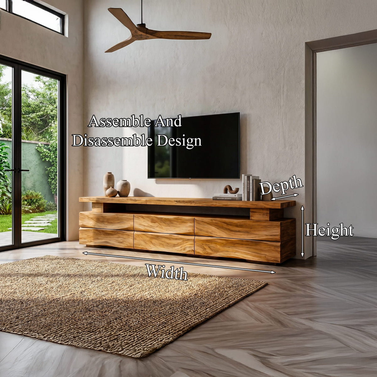 Wave Front Solid TV Cabinet