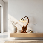 Modern Floral Table Lamp with Sculptural Base, solid wood, built to order, view 8