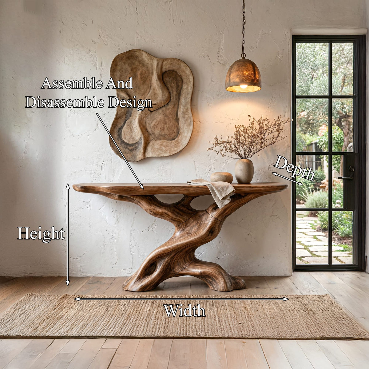Live Edge Sculptural Sofa Console Table
