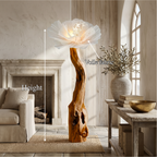 Organic Modern Floor Lamp Flower Sculpture, solid wood, built to order, view 8