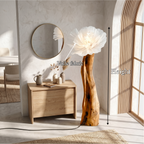 Artistic Flower Floor Lamp Sculptural Base, solid wood, built to order, view 8