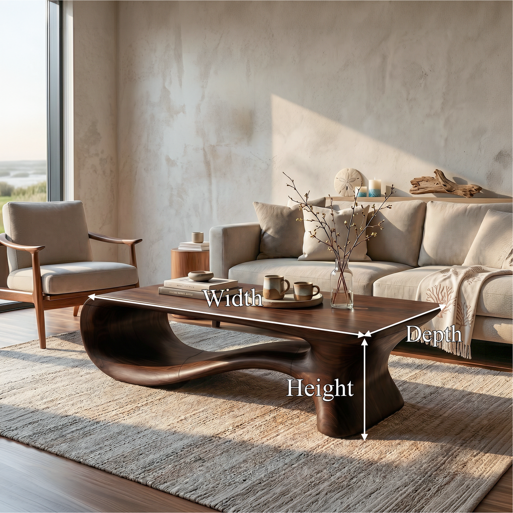 Modern Coffee Table with Flowing Organic Silhouette, solid wood, built to order, view 8