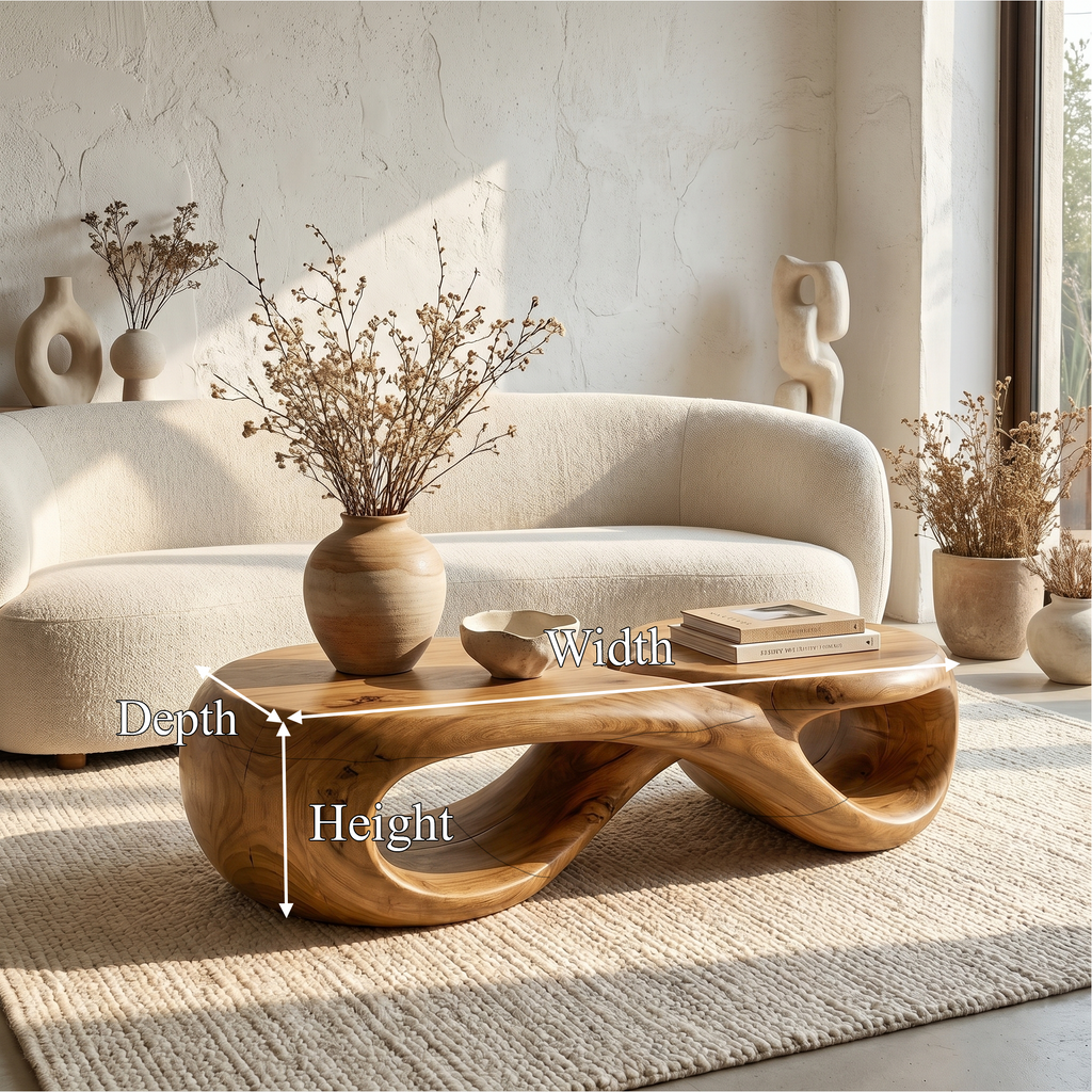 Coffee Table with Sculptural Curved Design, solid wood, built to order, view 8