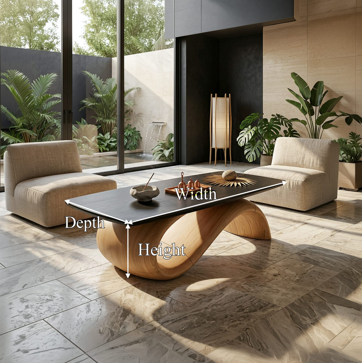 Handcrafted Coffee Table with Design, solid wood, built to order