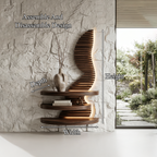 Organic Floating Shelf with Sculptural Wave Wall Panel Design, solid wood, built to order, view 8