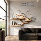 Handcrafted Tree Branch Floating Shelf, solid wood, built to order