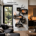 Organic Sculptural Floating Shelf with Tree Branch Design, solid wood, built to order, view 8