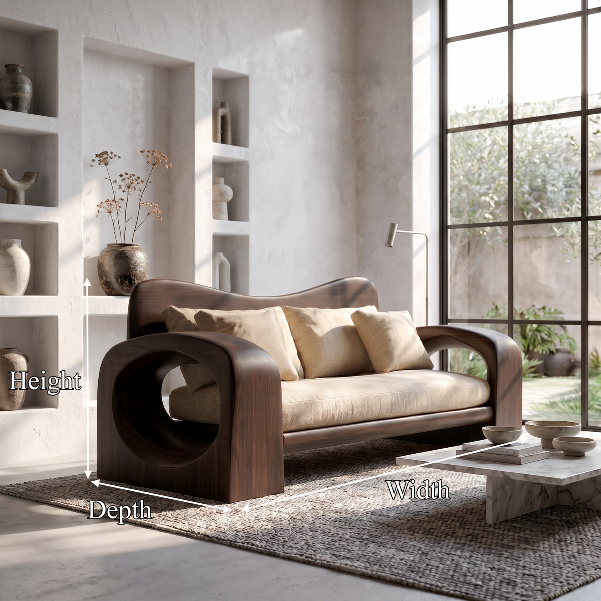 Organic Sofa Frame with Structure, solid wood, built to order, view 8