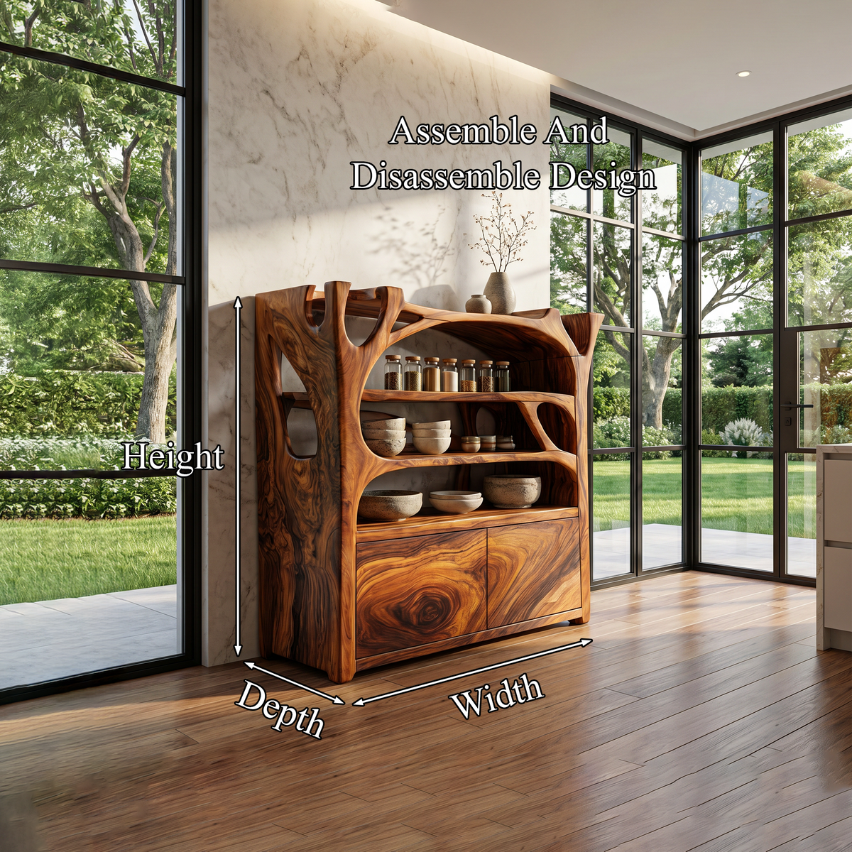 Shoe Cabinet Sculptural Design, solid wood, built to order, view 8
